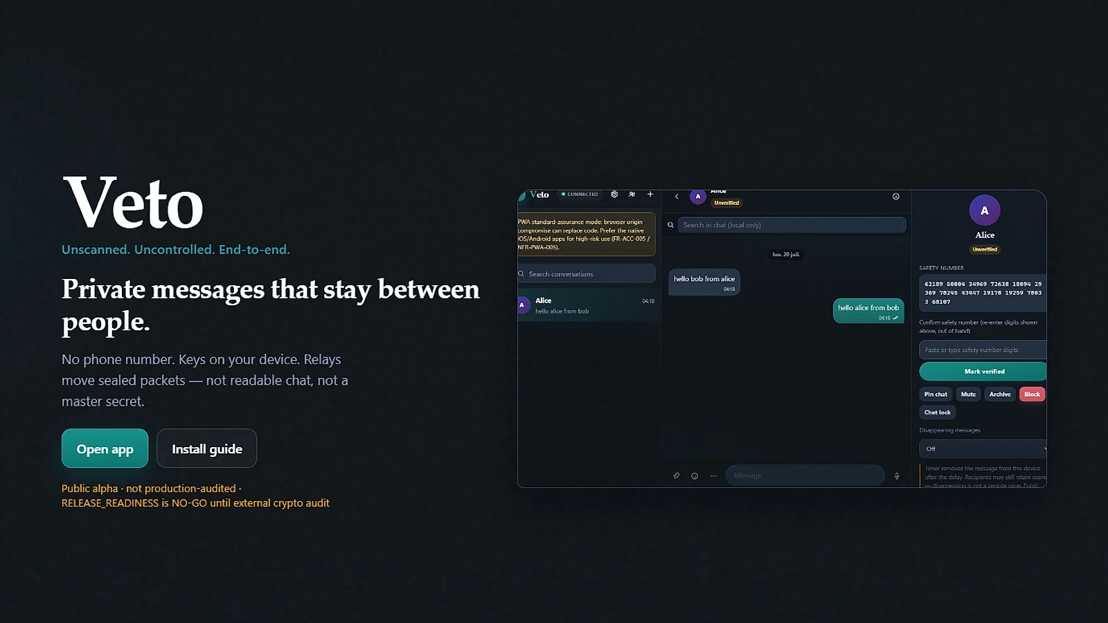 Veto · Mensajería privada